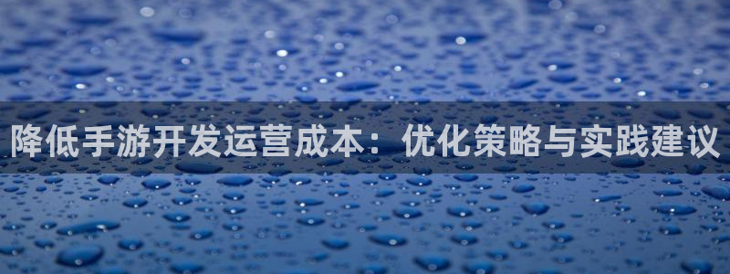 V8娱乐平台：降低手游开发运营成本：优化策略与实践建议